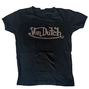 Von Dutch Silver Studded Logo Tee